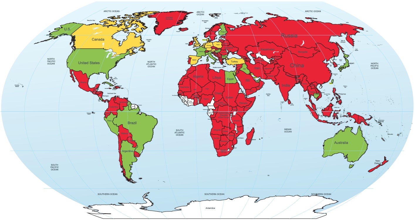 Click to enlarge: World map of quinidine availability. World map of quinidine availability.