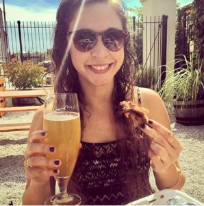 Cassie with ribs and beer