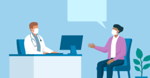 doctor and patient talking cartoon